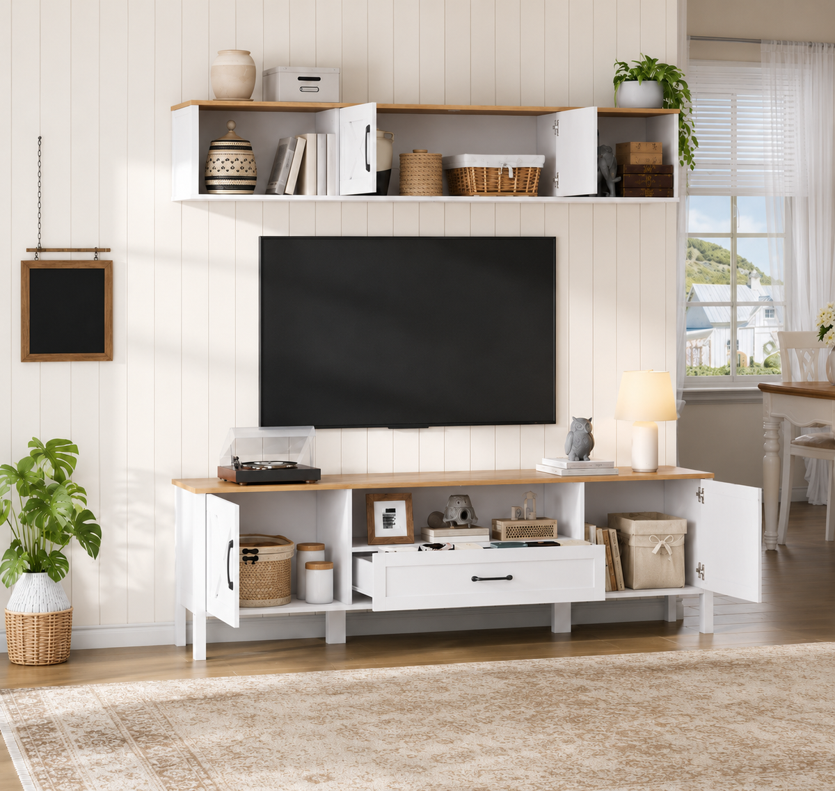 Ensemble Meuble TV 2 pièces avec console flottante - Blanc — vue 5