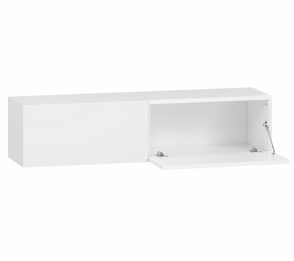 Meuble TV suspendu 140 cm 2 placards - Blanc